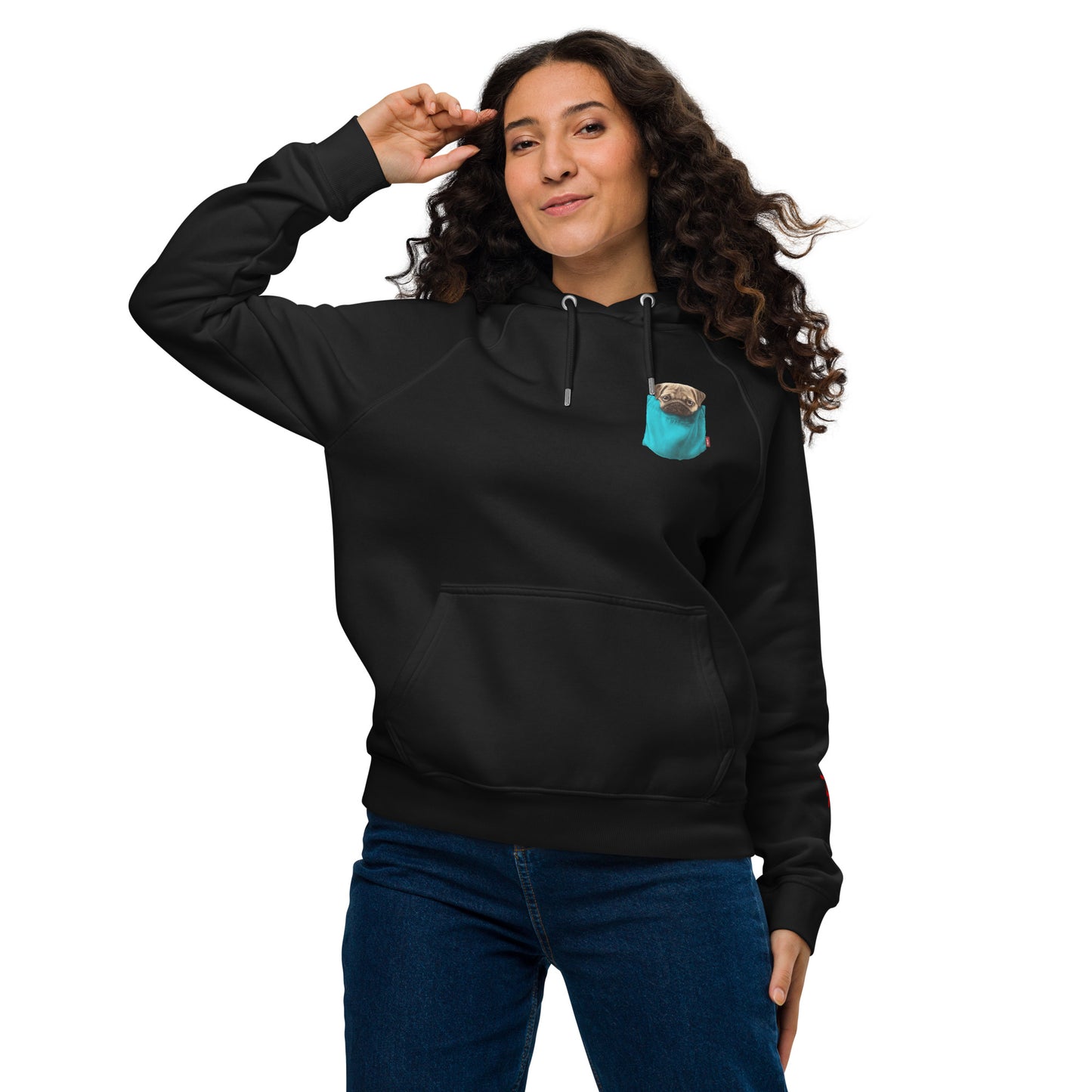 Pug Unisex eco raglan hoodie