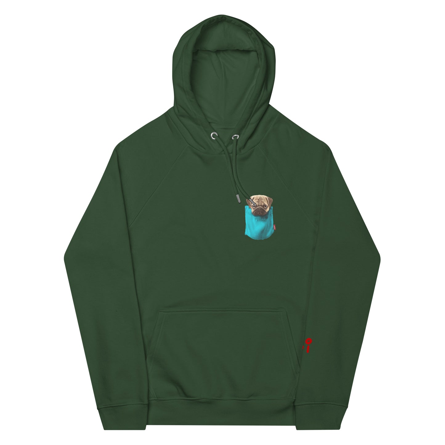 Pug Unisex eco raglan hoodie