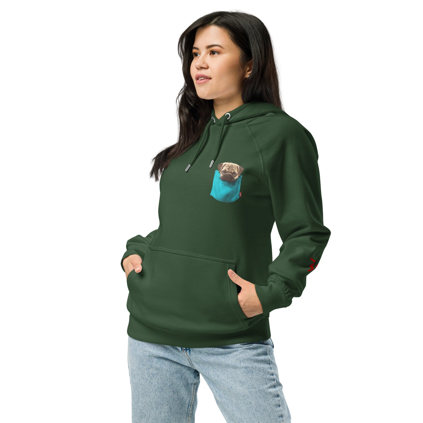 Pug Unisex eco raglan hoodie