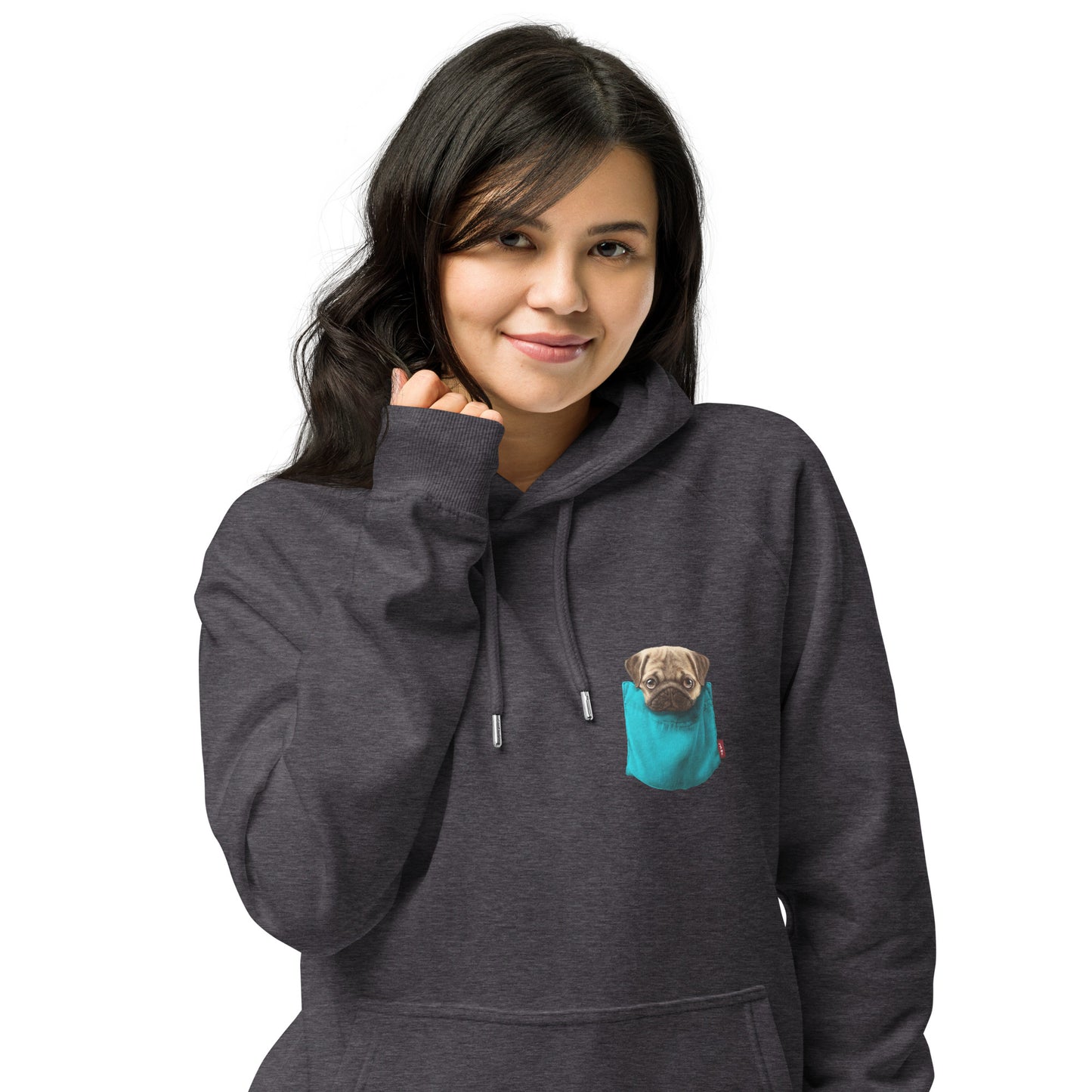 Pug Unisex eco raglan hoodie