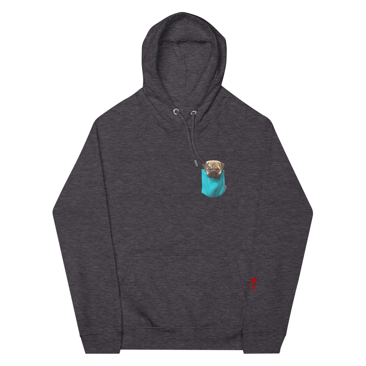 Pug Unisex eco raglan hoodie