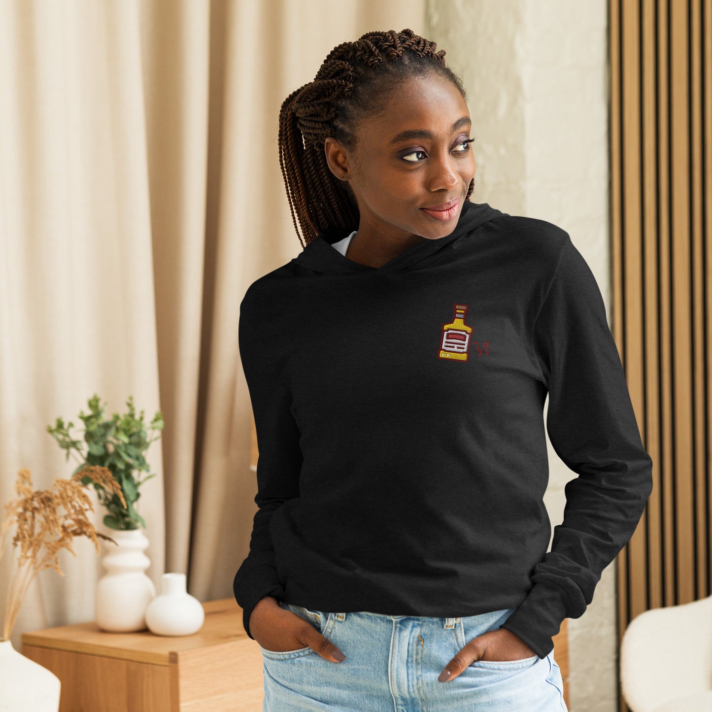 Whiskey Hooded long-sleeve tee