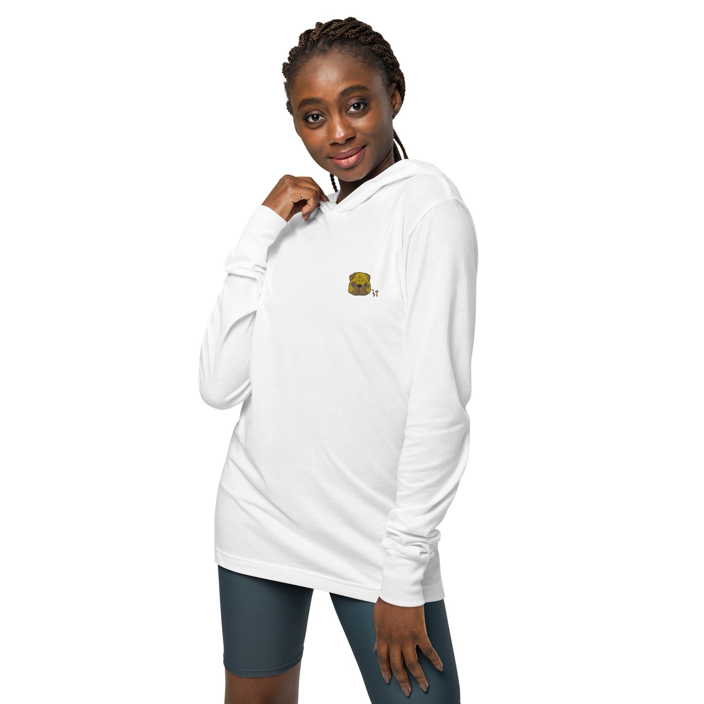 Pug Hooded long-sleeve tee