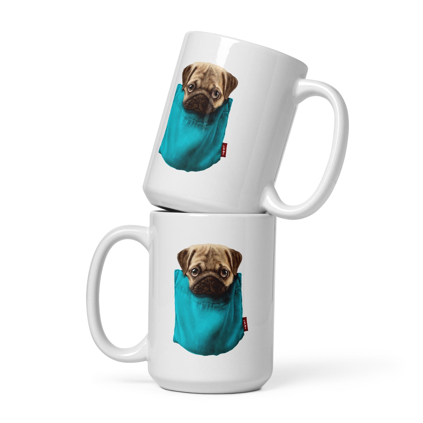 Pug White glossy mug