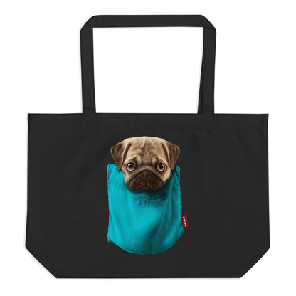 Pug Large organic tote bag