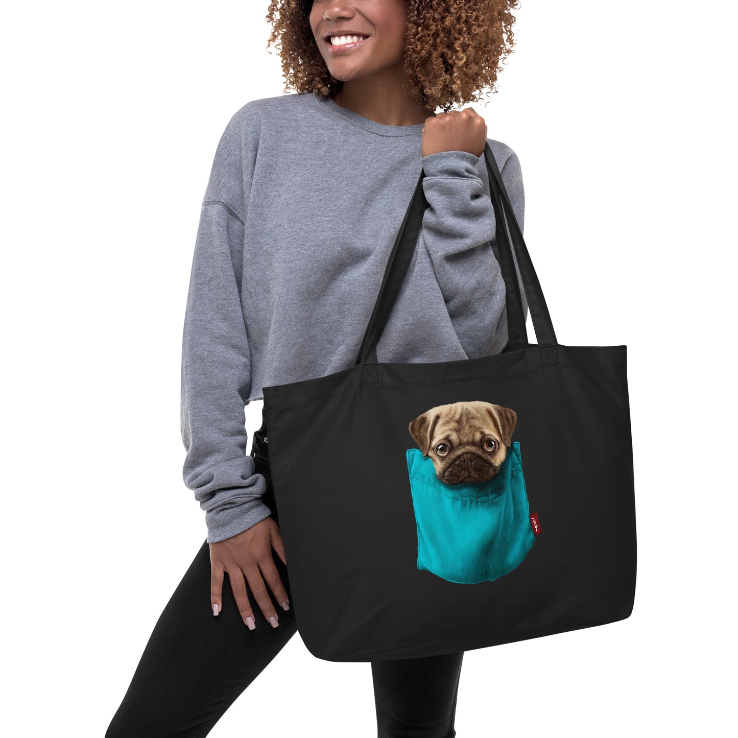 Pug Large organic tote bag