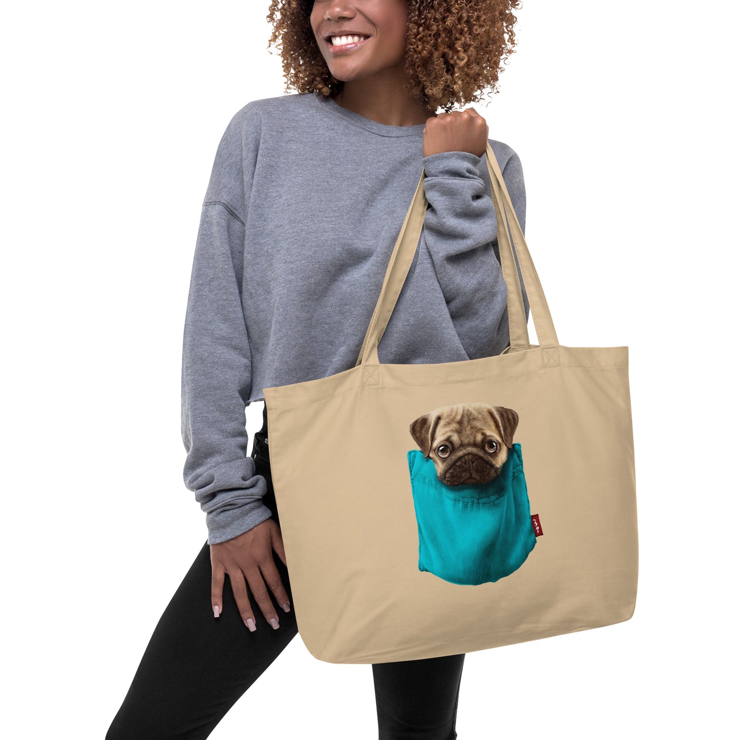 Pug Large organic tote bag