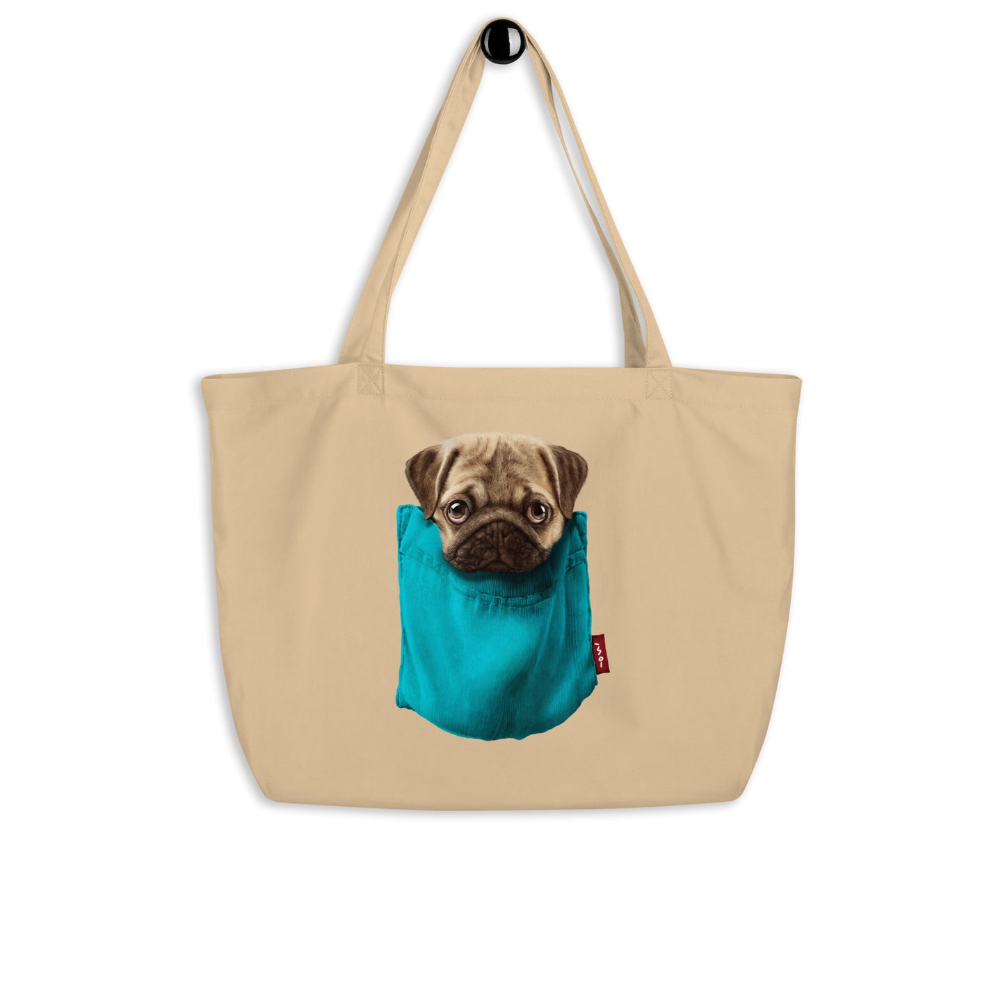 Pug Large organic tote bag