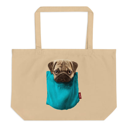 Pug Large organic tote bag