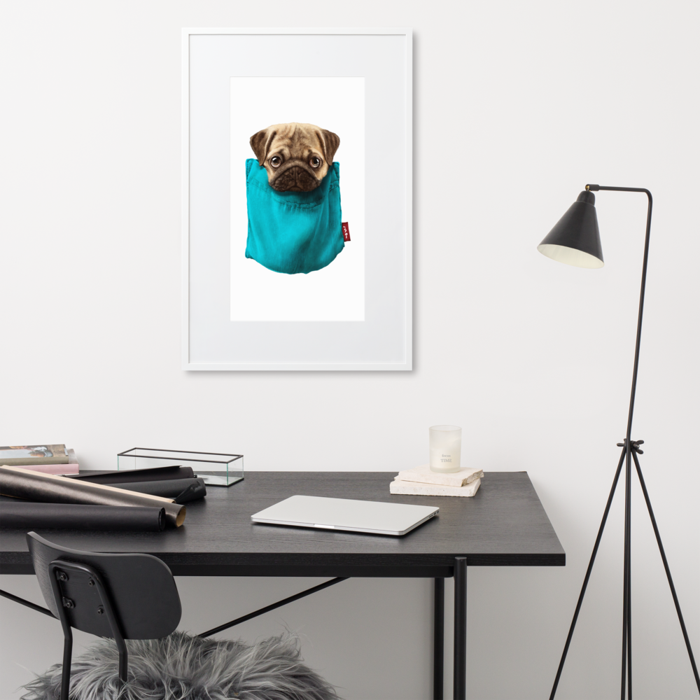 Pug Matte Paper Framed Poster With Mat