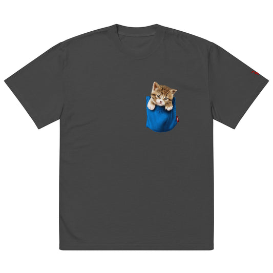 Cat Oversized faded t-shirt