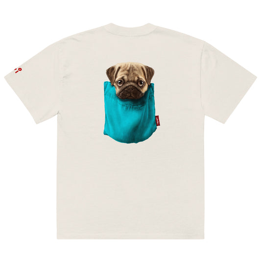 Pug Oversized faded t-shirt