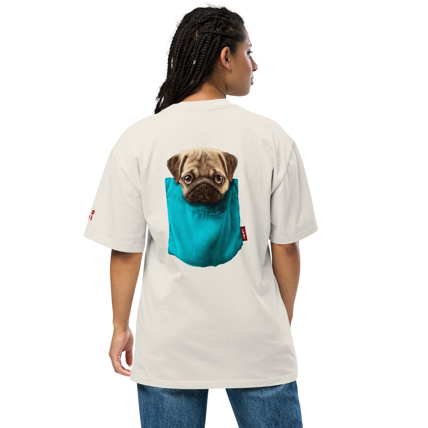 Pug Oversized faded t-shirt