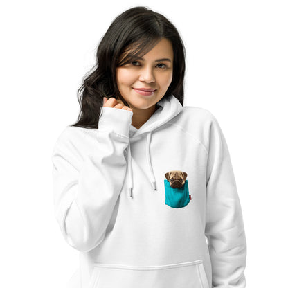 Pug Unisex eco raglan hoodie