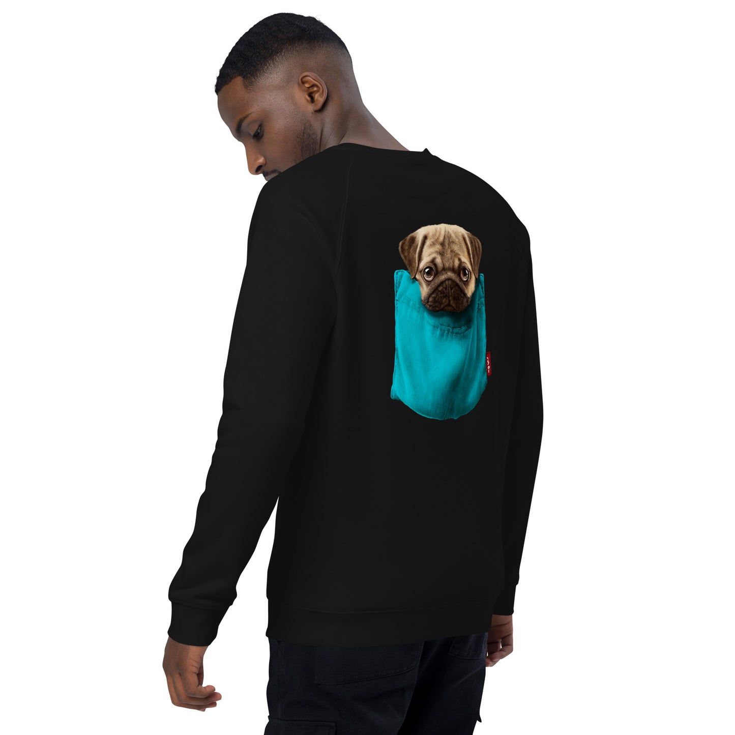 Pug Unisex organic raglan sweatshirt