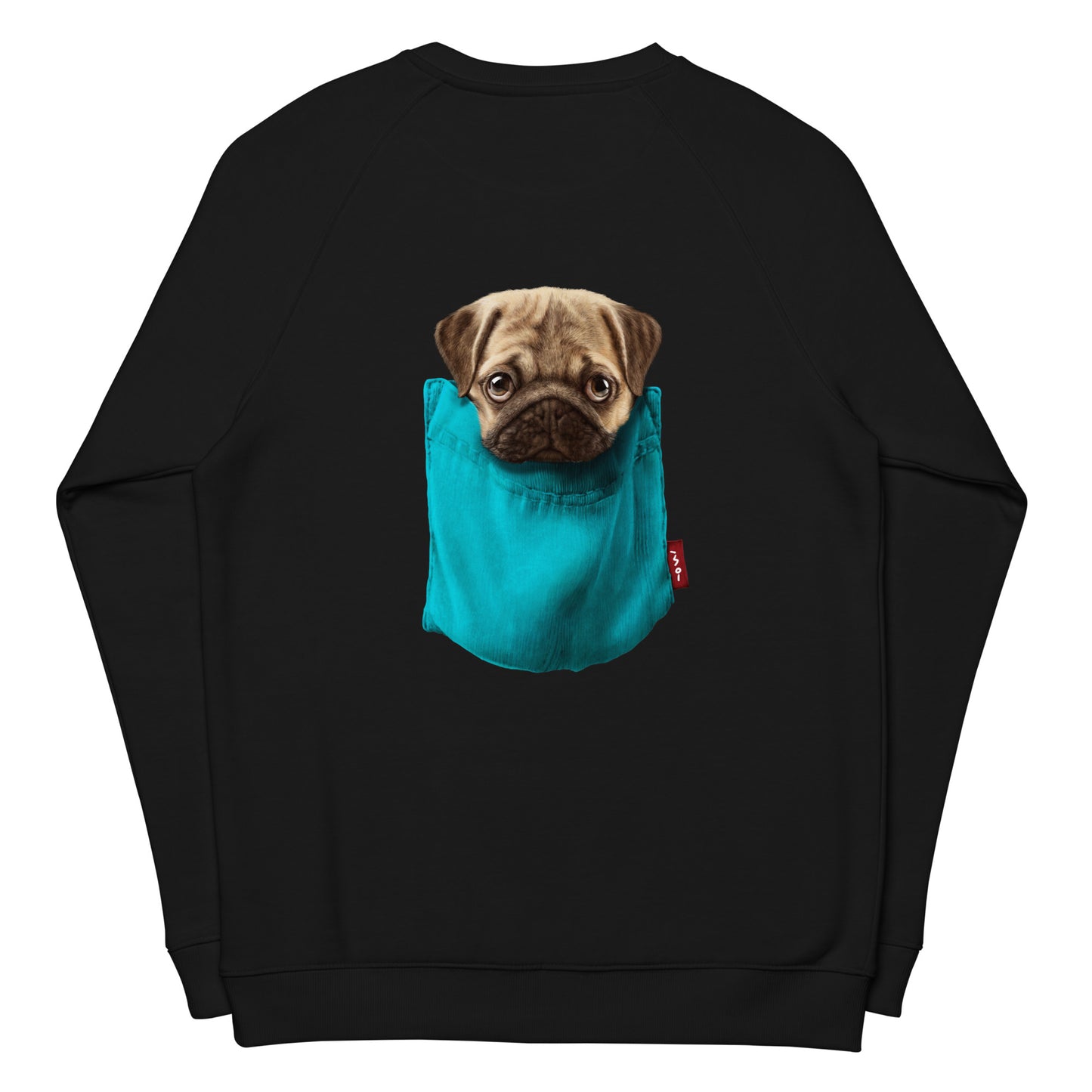 Pug Unisex organic raglan sweatshirt