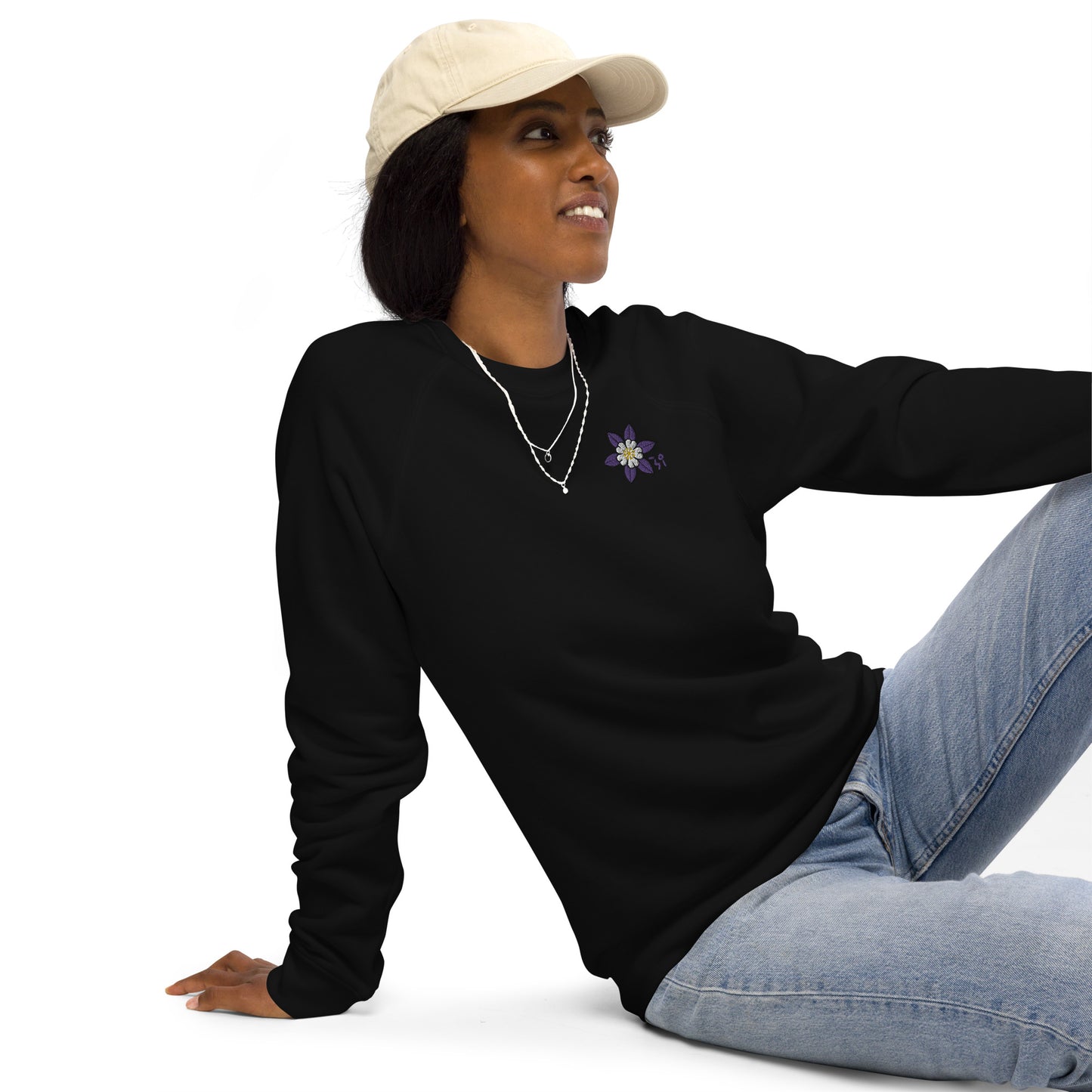 Columbine Unisex organic raglan sweatshirt