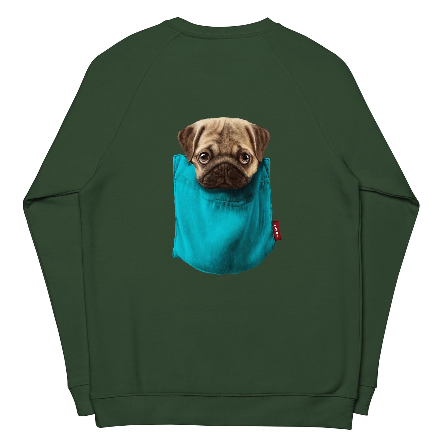 Pug Unisex organic raglan sweatshirt