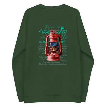 Camp lantern Unisex organic raglan sweatshirt