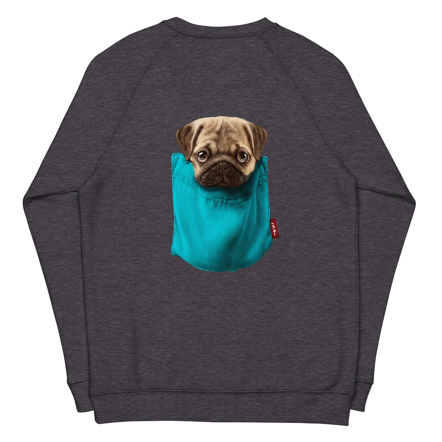 Pug Unisex organic raglan sweatshirt