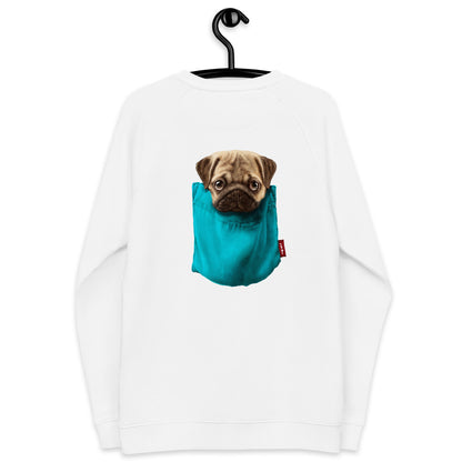 Pug Unisex organic raglan sweatshirt