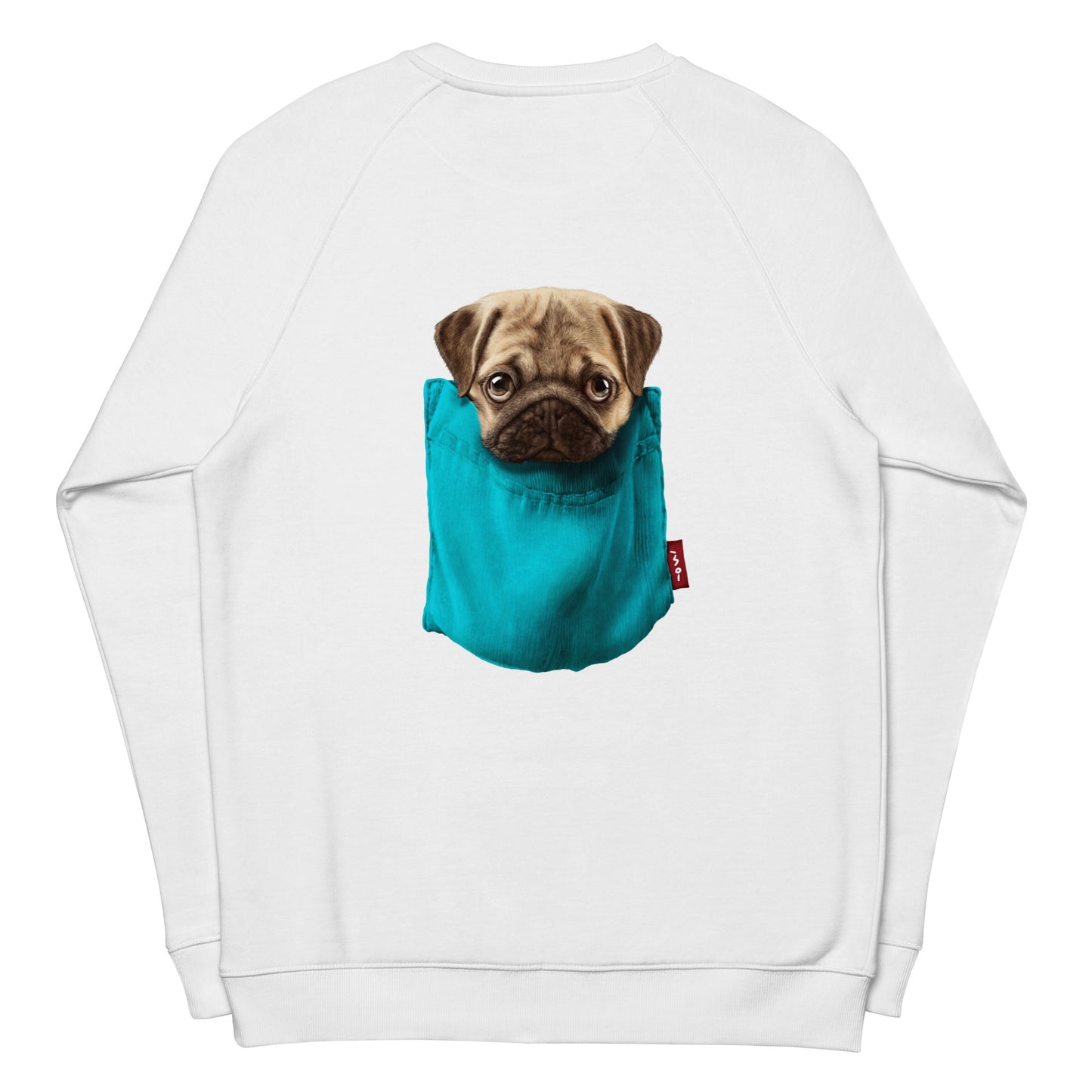 Pug Unisex organic raglan sweatshirt