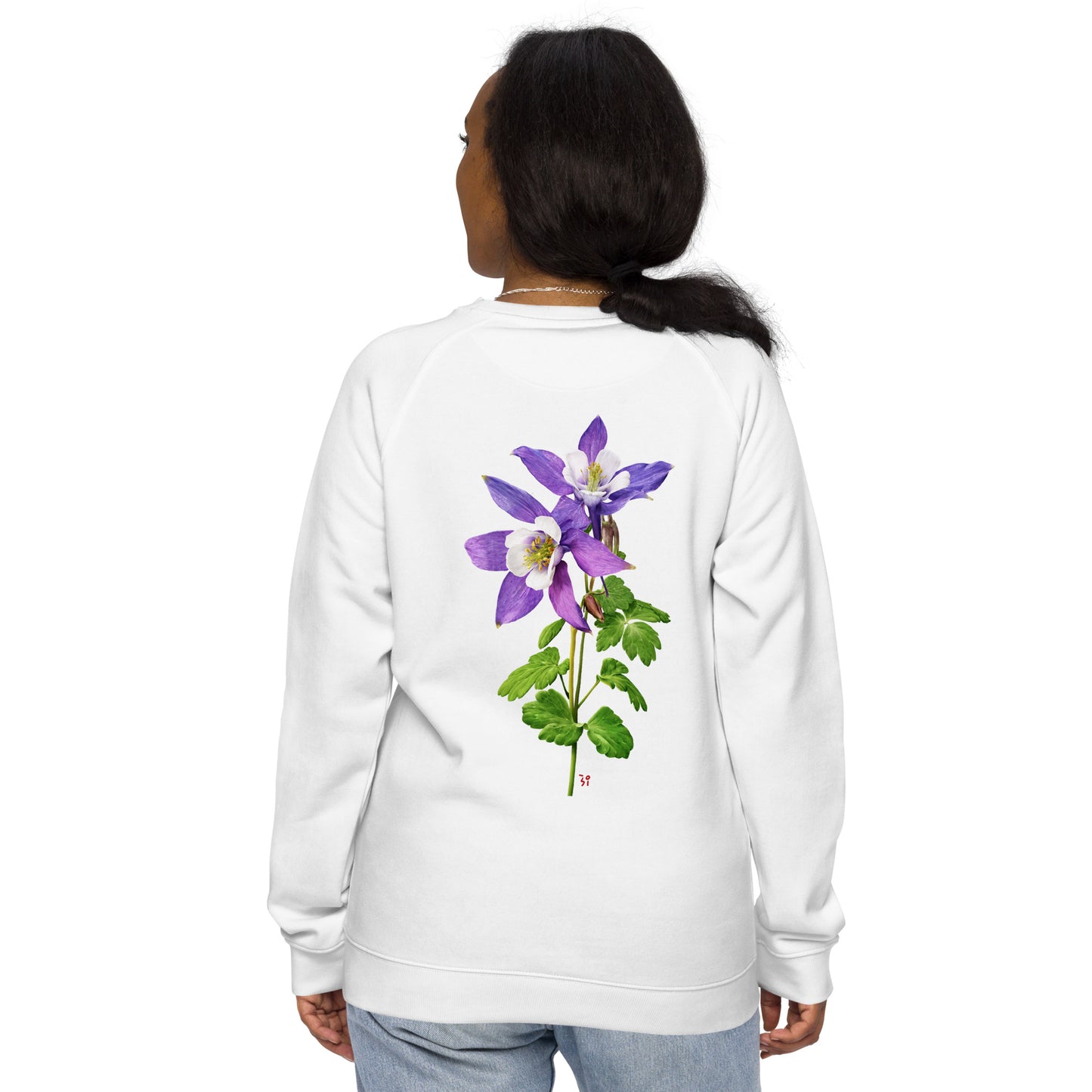 Columbine Unisex organic raglan sweatshirt