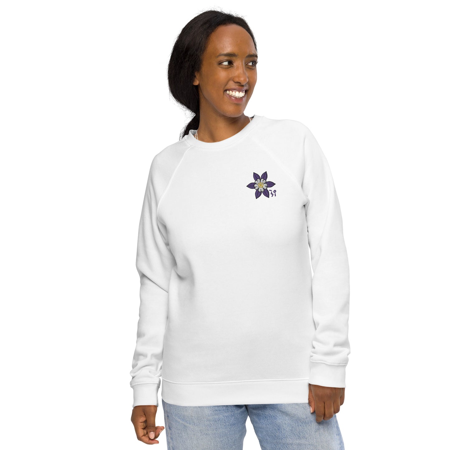 Columbine Unisex organic raglan sweatshirt