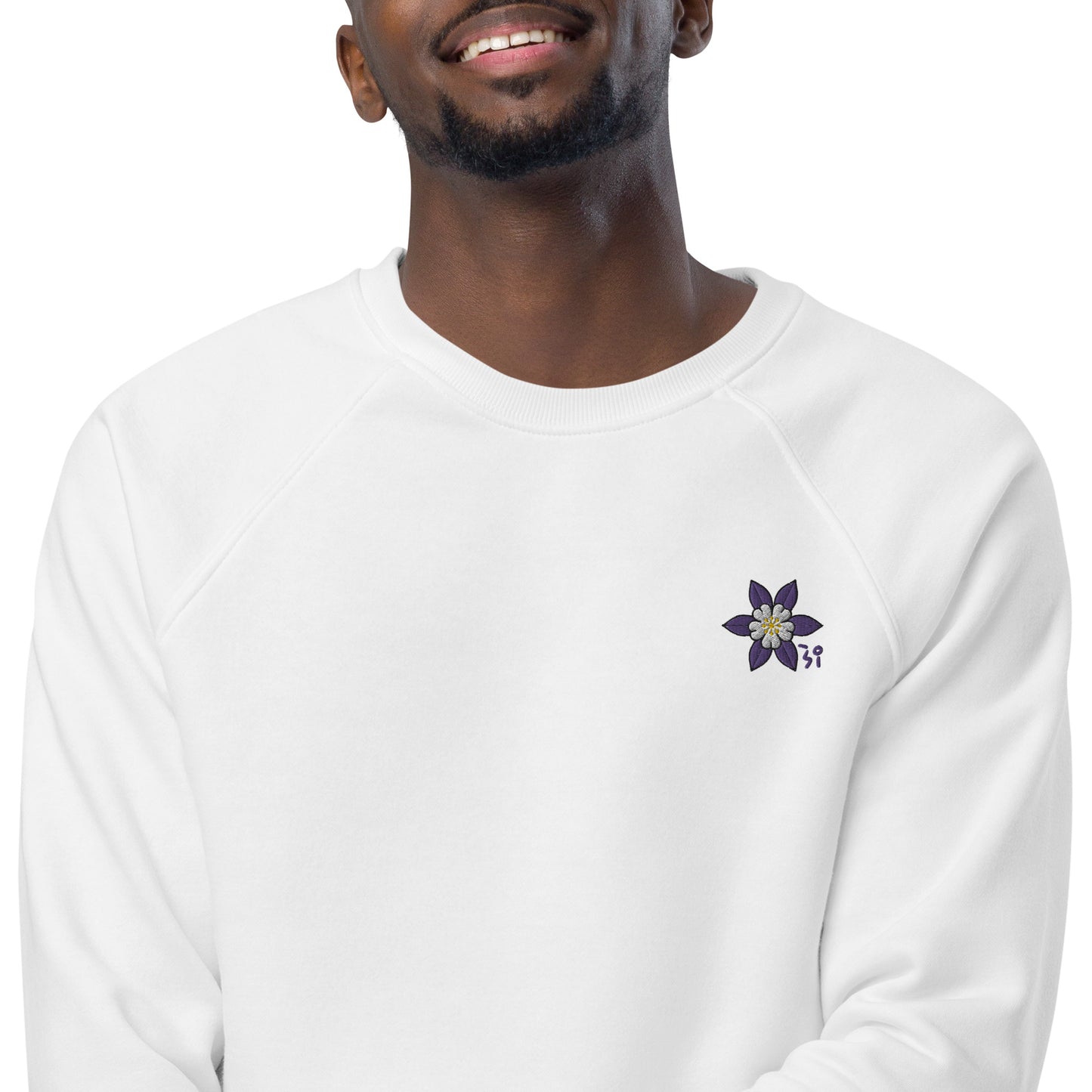 Columbine Unisex organic raglan sweatshirt