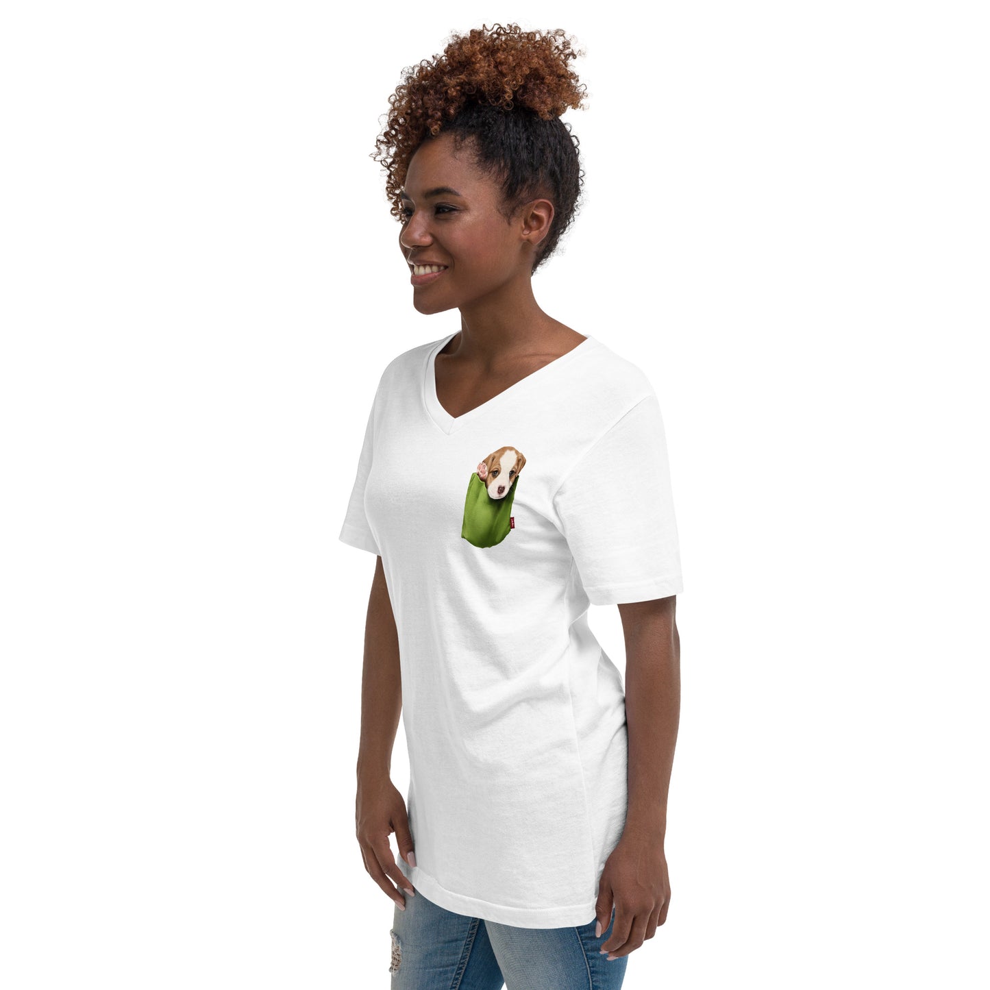 Jack Russell Terrier Unisex Short Sleeve V-Neck T-Shirt