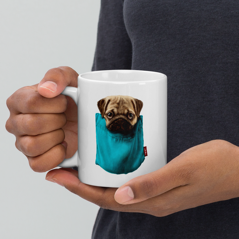 Pug White glossy mug